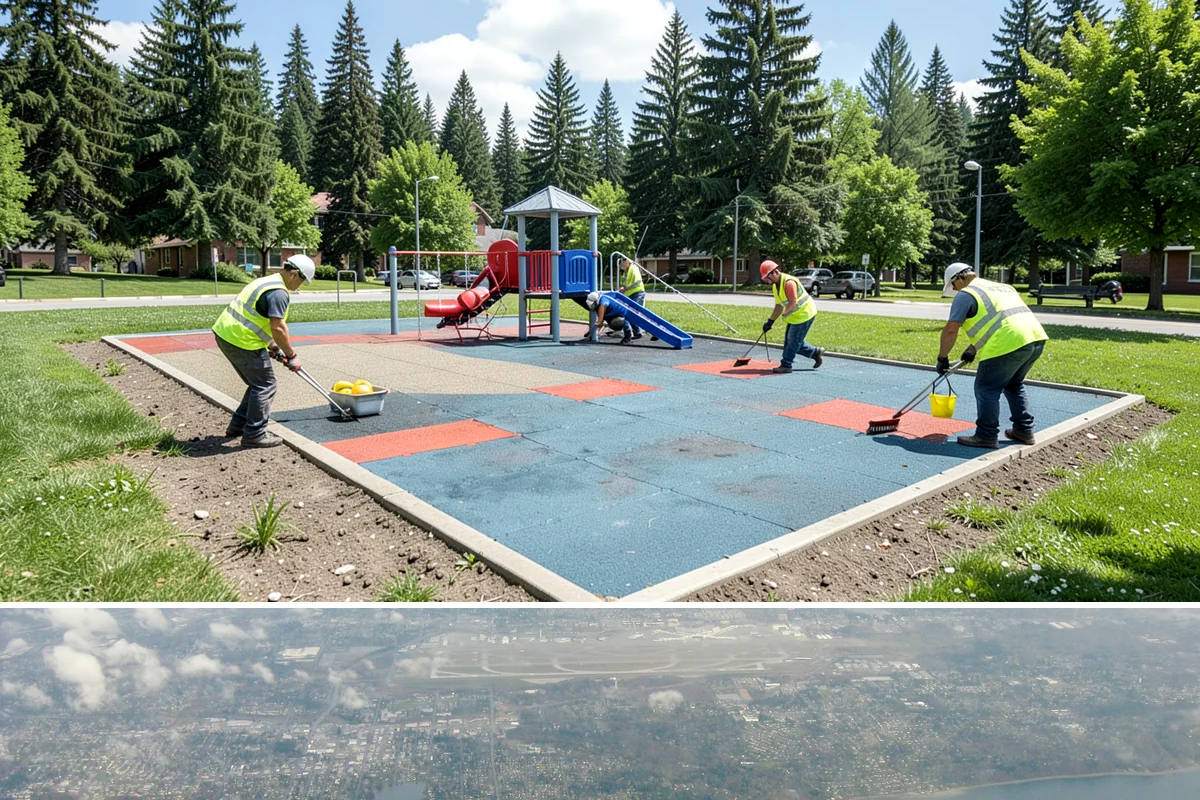 Construction Sweeping in Burien, King County, WA - Track-out is heaviest during the wet months when soil clings to tires and tracks onto pavement.