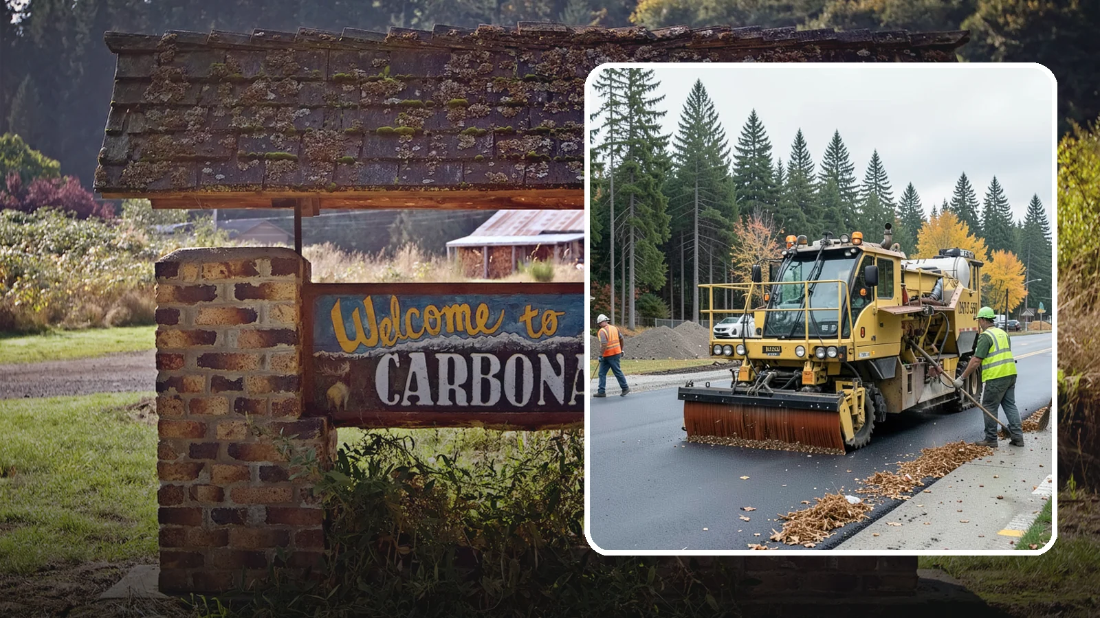 Construction Sweeping in Carbonado, Pierce County, WA - Track-out and debris sweeping at and around active public construction sites.