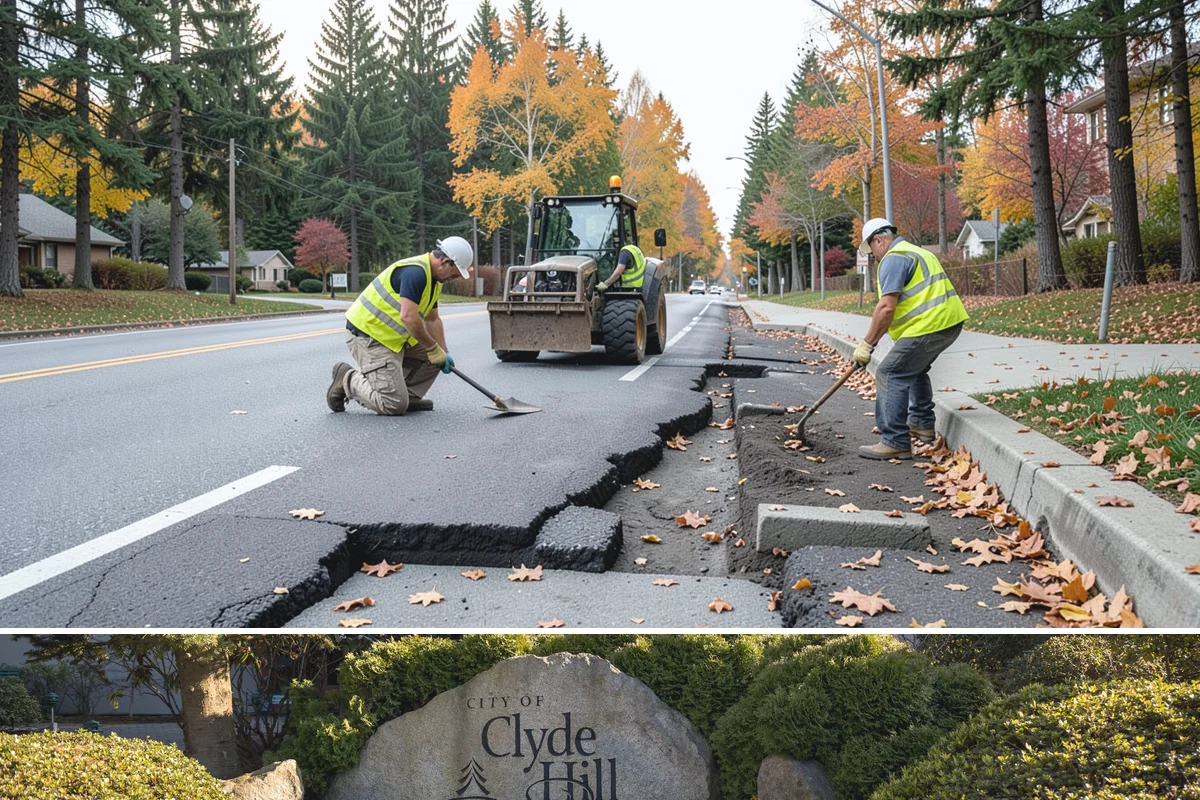 Construction Sweeping in Clyde Hill, King County, WA - Track-out is heaviest during the wet months when soil clings to tires and tracks onto pavement.