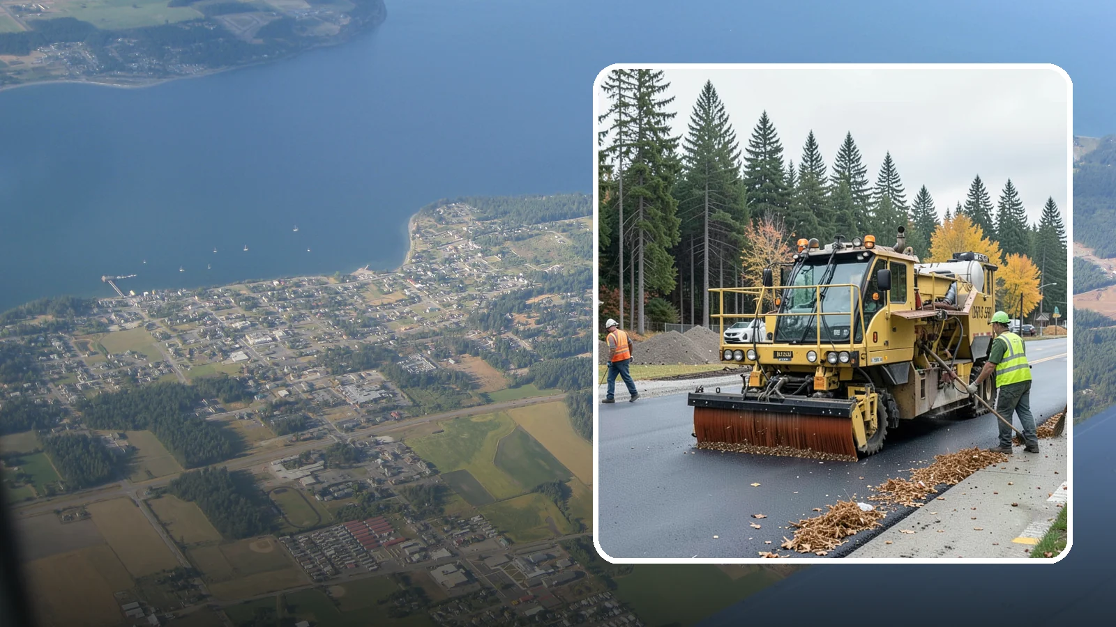 Construction Sweeping in Coupeville, Island County, WA - Track-out and debris sweeping at and around active public construction sites.
