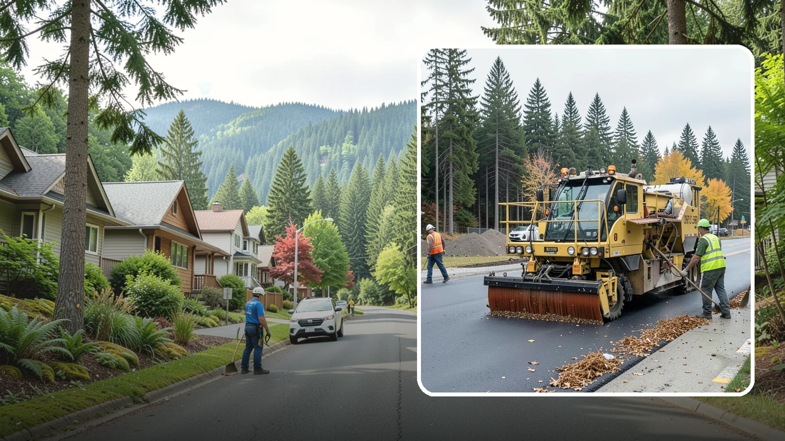 Construction Sweeping in Darrington, Snohomish County, WA - Track-out and debris sweeping at and around active public construction sites.