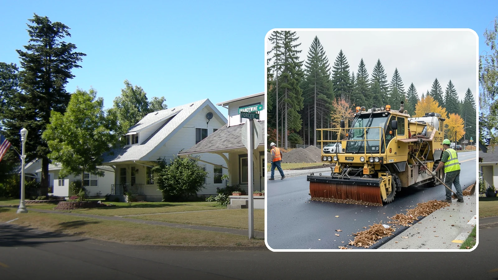 Construction Sweeping in DuPont, Pierce County, WA - Track-out and debris sweeping at and around active public construction sites.