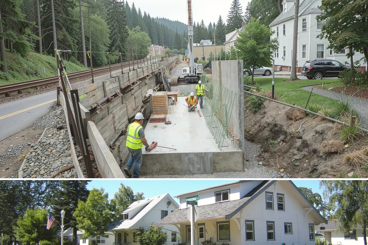 Construction Sweeping in DuPont, Pierce County, WA - Track-out is heaviest during the wet months when soil clings to tires and tracks onto pavement.