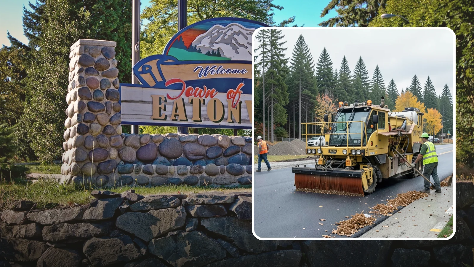 Construction Sweeping in Eatonville, Pierce County, WA - Track-out and debris sweeping at and around active public construction sites.