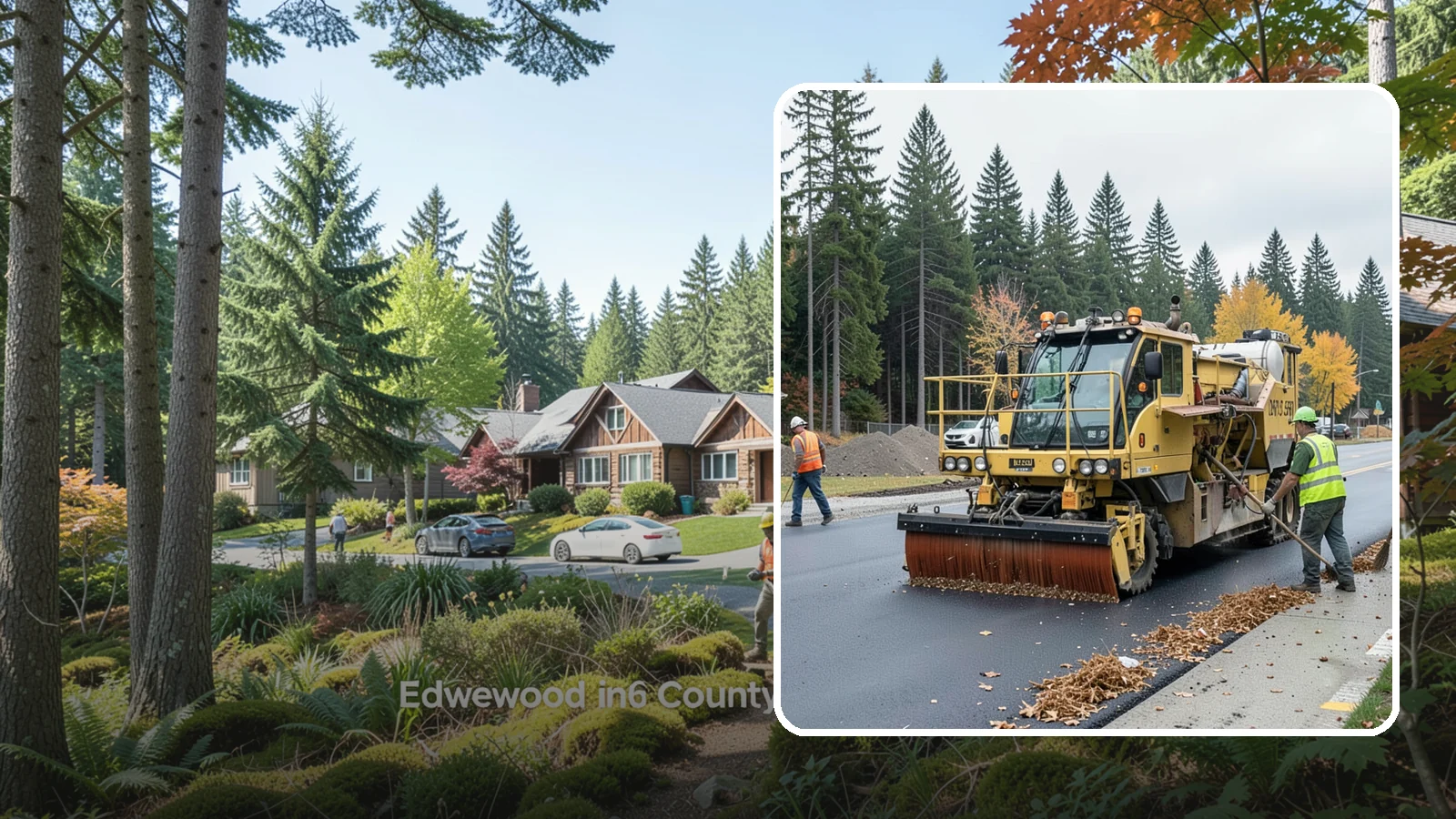 Construction Sweeping in Edgewood, Pierce County, WA - Track-out and debris sweeping at and around active public construction sites.
