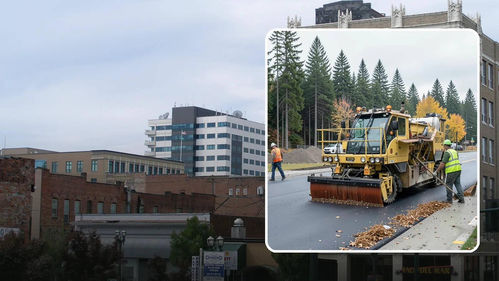 Construction Sweeping in Everett, Snohomish County, WA - Track-out and debris sweeping at and around active public construction sites.