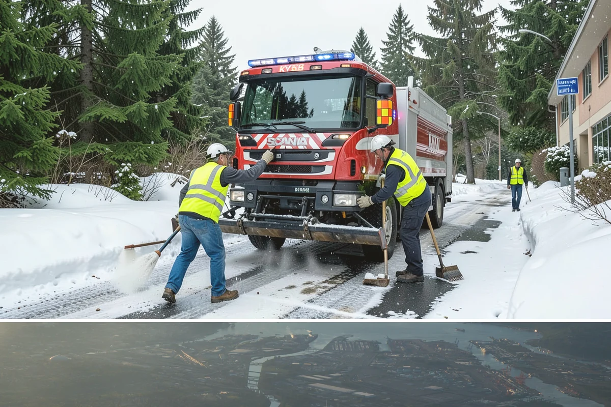 Construction Sweeping in Fife, Pierce County, WA - Track-out is heaviest during the wet months when soil clings to tires and tracks onto pavement.