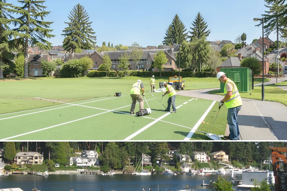 Construction Sweeping in Gig Harbor, Pierce County, WA - Track-out is heaviest during the wet months when soil clings to tires and tracks onto pavement.