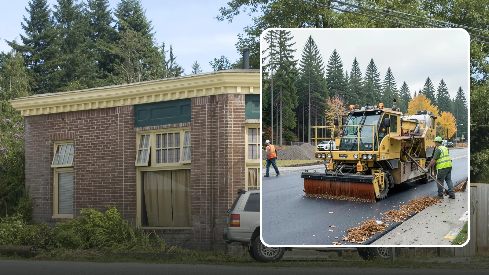 Construction Sweeping in Hamilton, Skagit County, WA - Track-out and debris sweeping at and around active public construction sites.