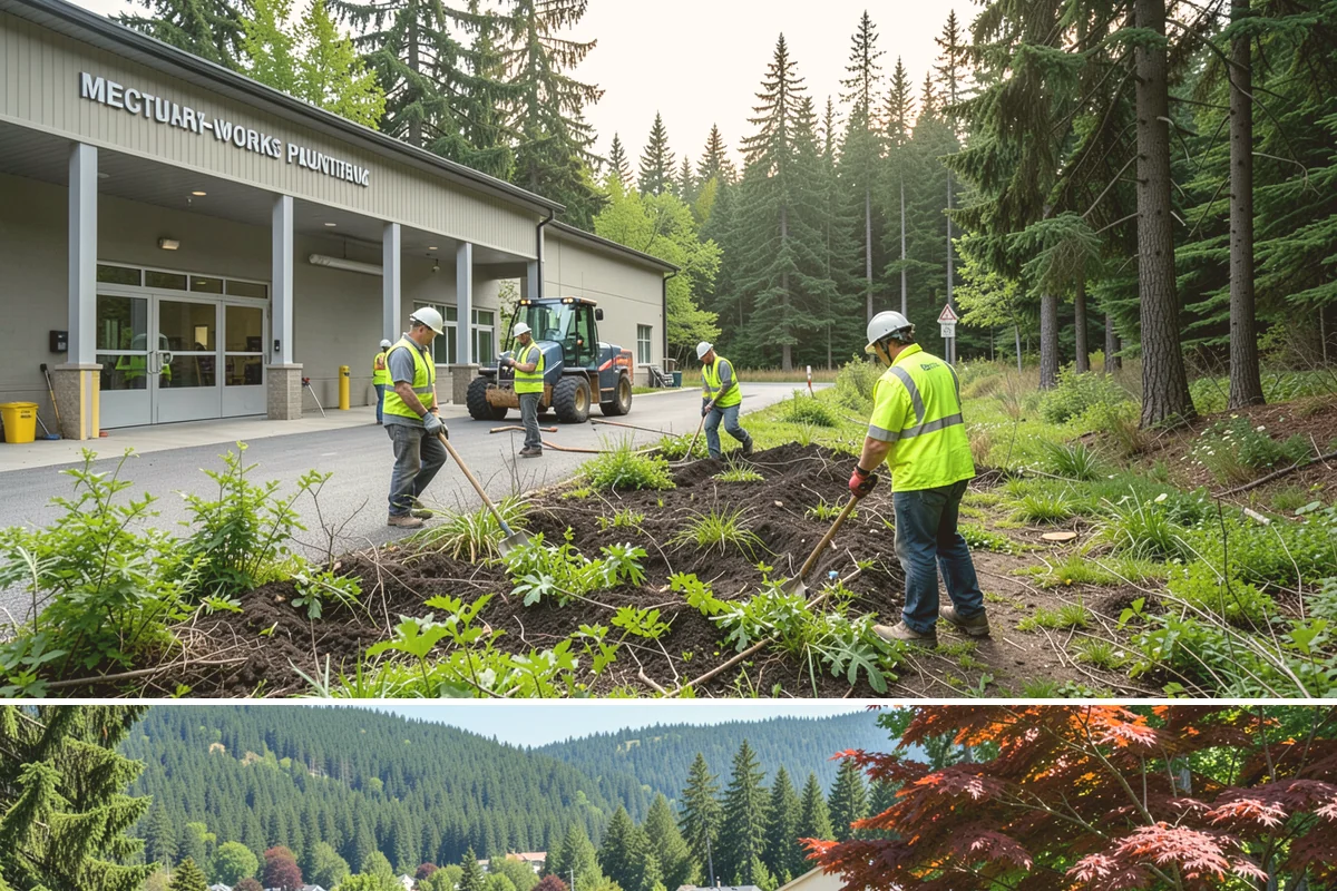 Construction Sweeping in Index, Snohomish County, WA - Track-out is heaviest during the wet months when soil clings to tires and tracks onto pavement.