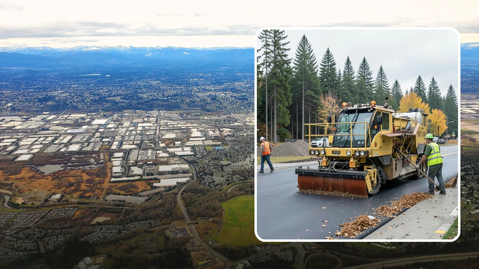 Construction Sweeping in Kent, King County, WA - Track-out and debris sweeping at and around active public construction sites.