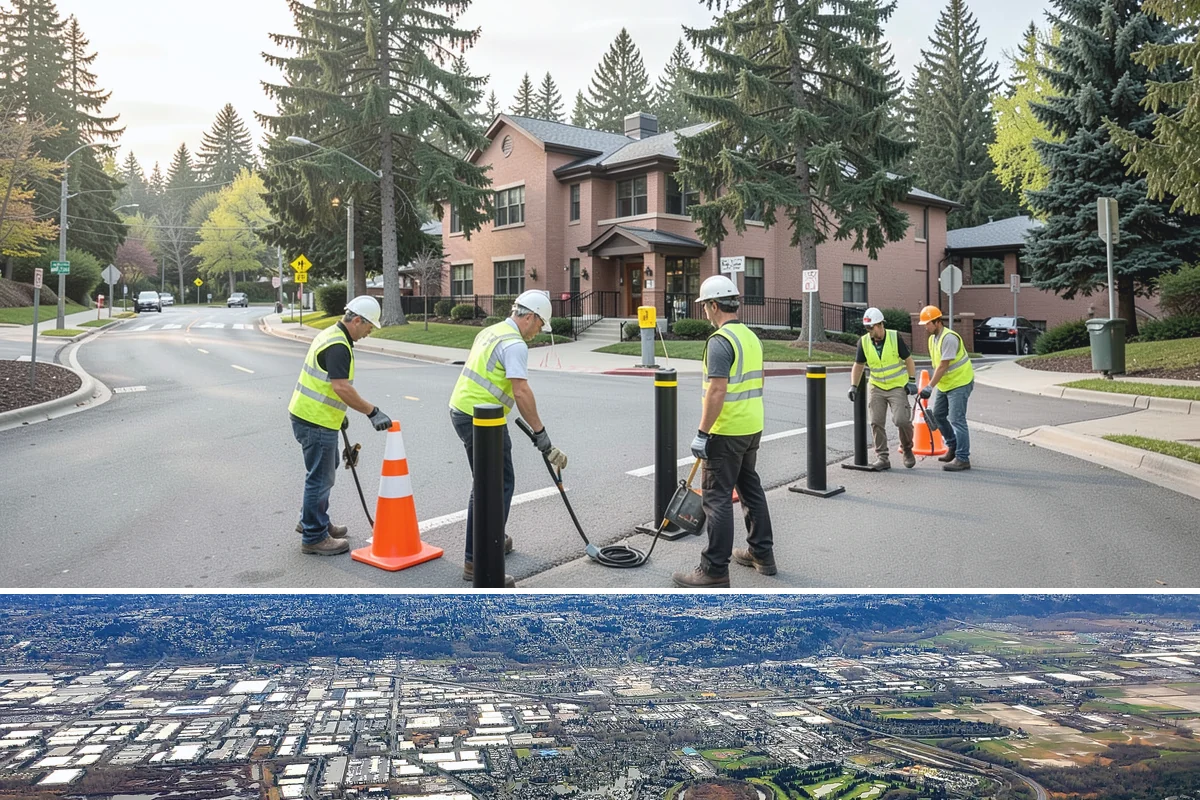 Construction Sweeping in Kent, King County, WA - Track-out is heaviest during the wet months when soil clings to tires and tracks onto pavement.