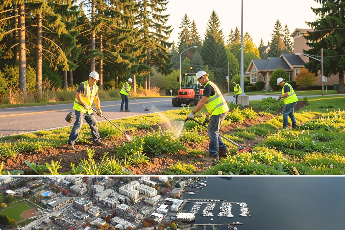 Construction Sweeping in Kirkland, King County, WA - Track-out is heaviest during the wet months when soil clings to tires and tracks onto pavement.