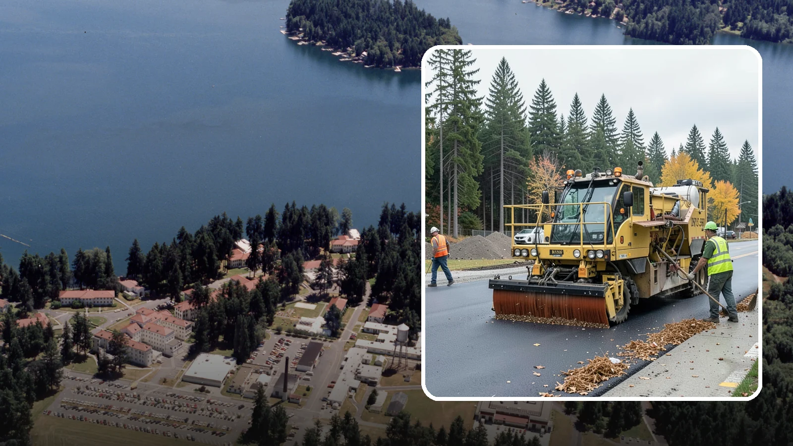 Construction Sweeping in Lakewood, Pierce County, WA - Track-out and debris sweeping at and around active public construction sites.