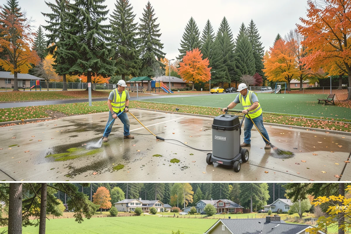 Construction Sweeping in Lyman, Skagit County, WA - Track-out is heaviest during the wet months when soil clings to tires and tracks onto pavement.