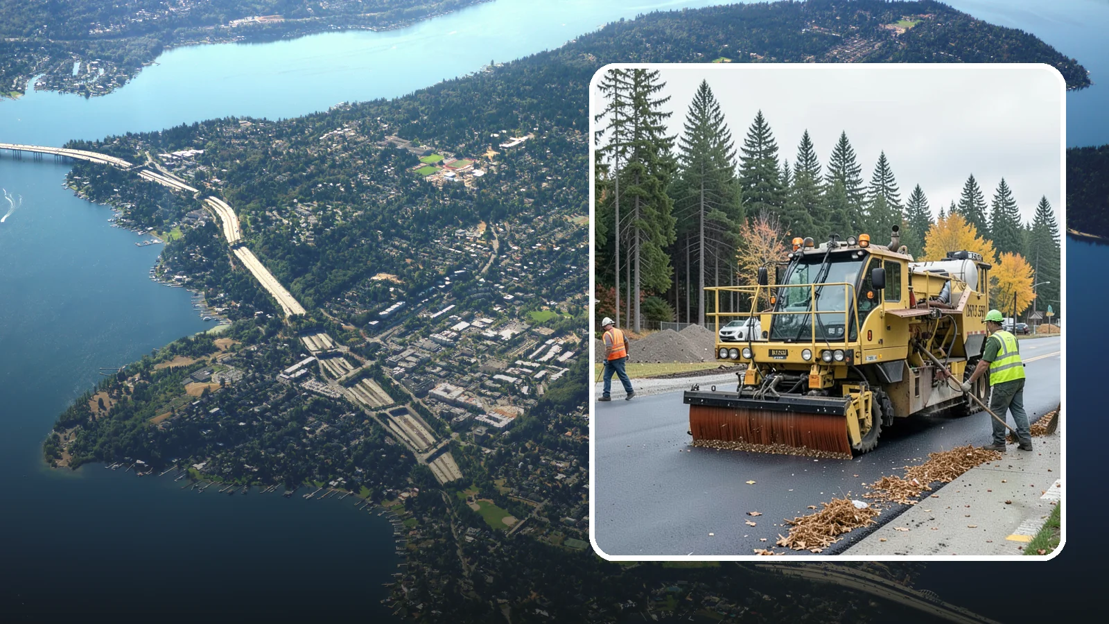 Construction Sweeping in Mercer Island, King County, WA - Track-out and debris sweeping at and around active public construction sites.