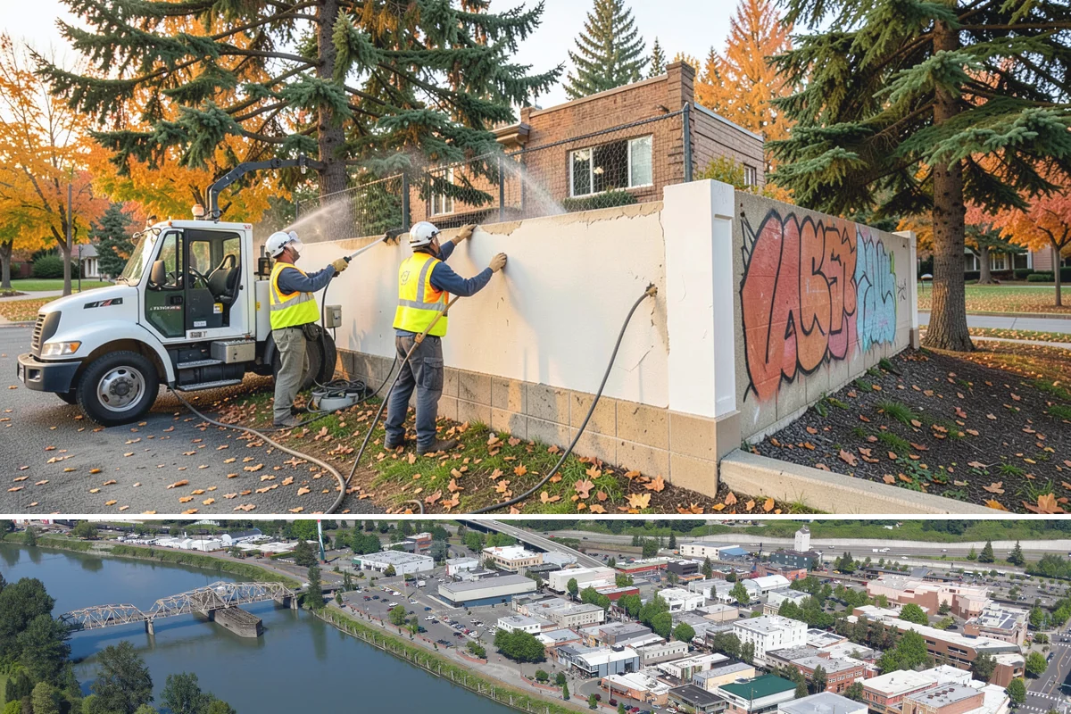 Construction Sweeping in Mount Vernon, Skagit County, WA - Track-out is heaviest during the wet months when soil clings to tires and tracks onto pavement.