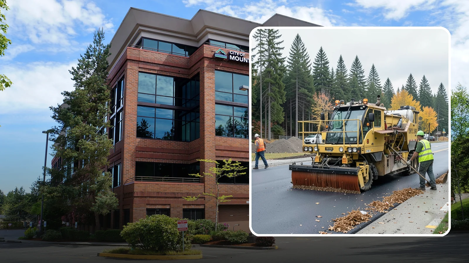 Construction Sweeping in Mountlake Terrace, Snohomish County, WA - Track-out and debris sweeping at and around active public construction sites.