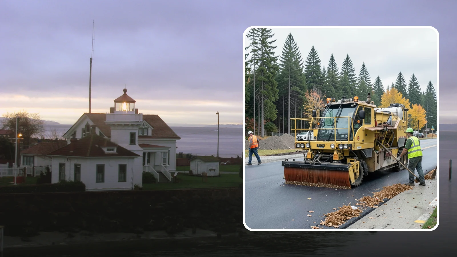 Construction Sweeping in Mukilteo, Snohomish County, WA - Track-out and debris sweeping at and around active public construction sites.