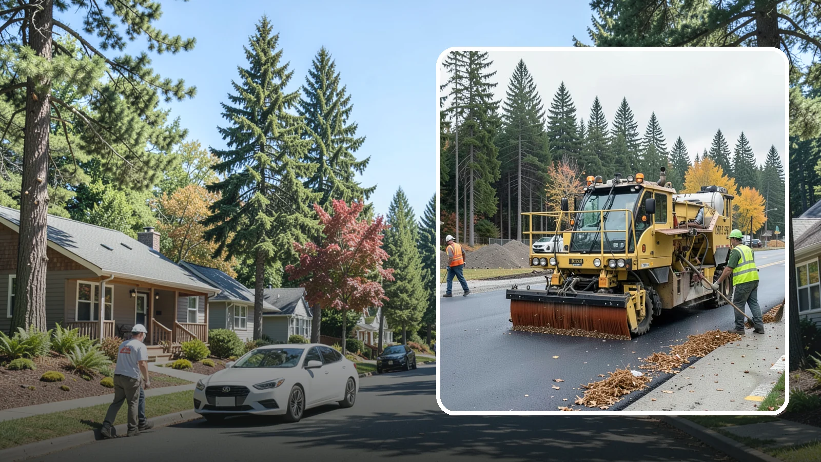 Construction Sweeping in Orting, Pierce County, WA - Track-out and debris sweeping at and around active public construction sites.