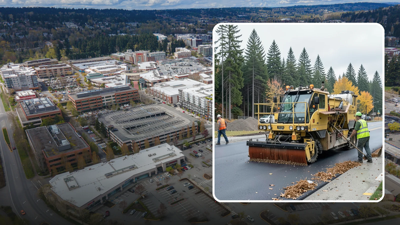 Construction Sweeping in Redmond, King County, WA - Track-out and debris sweeping at and around active public construction sites.