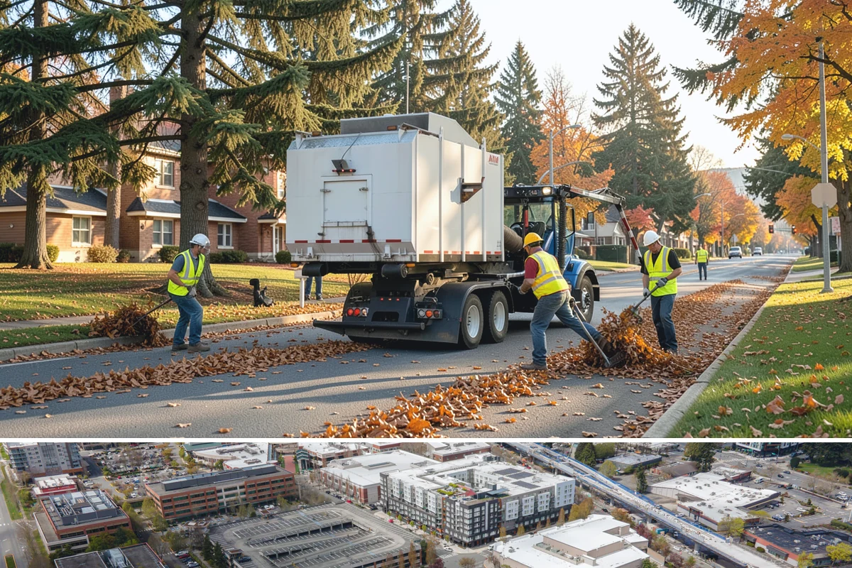 Construction Sweeping in Redmond, King County, WA - Track-out is heaviest during the wet months when soil clings to tires and tracks onto pavement.