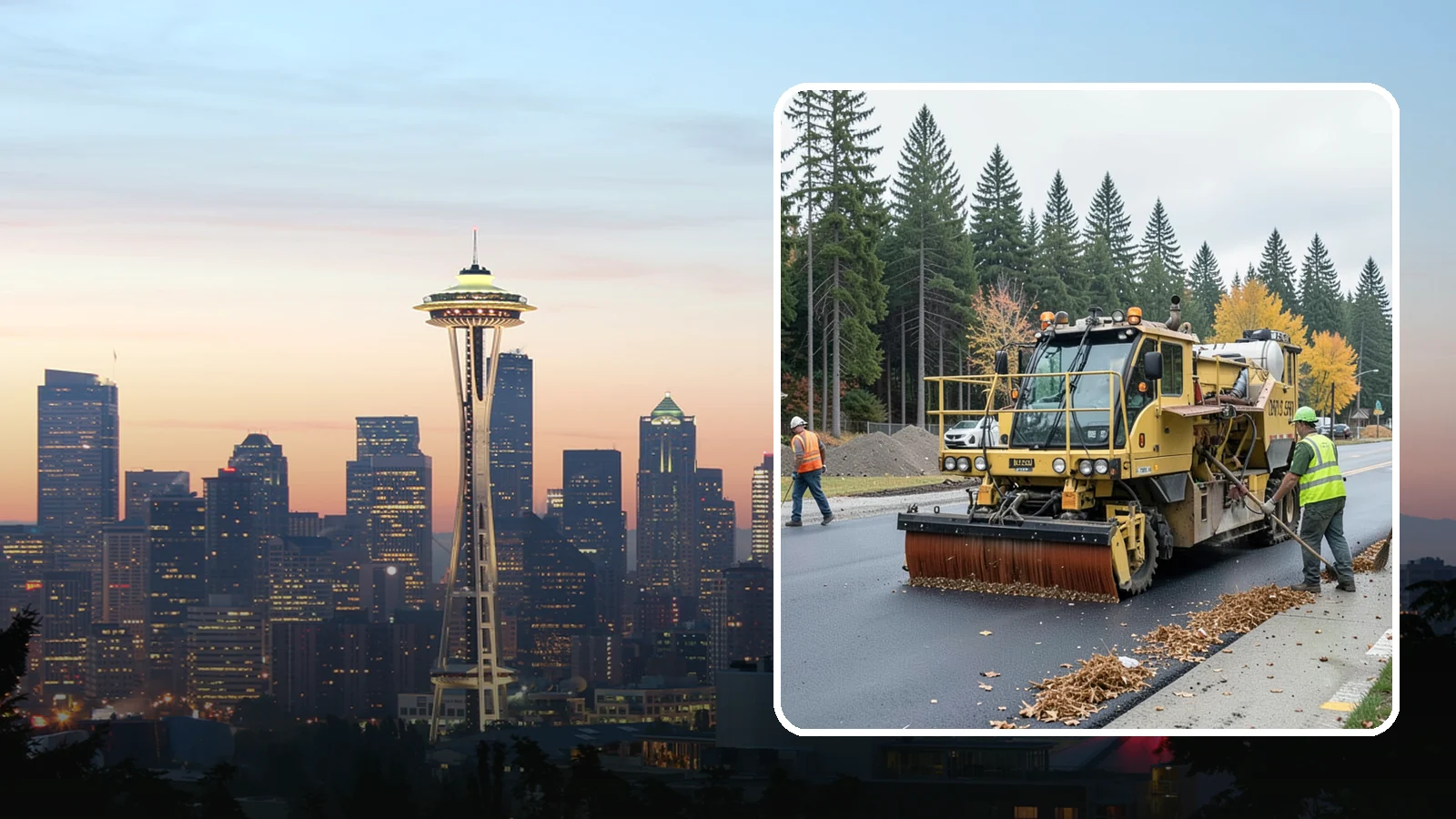 Construction Sweeping in Seattle, King County, WA - Track-out and debris sweeping at and around active public construction sites.