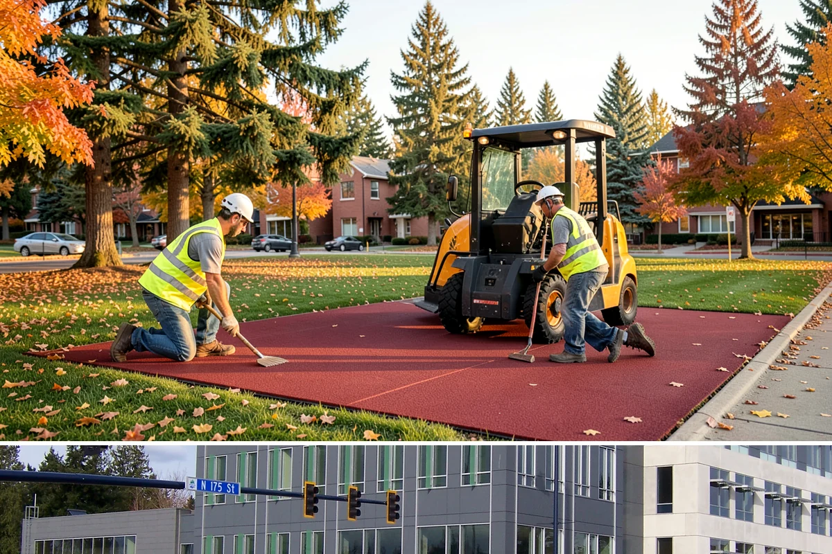 Construction Sweeping in Shoreline, King County, WA - Track-out is heaviest during the wet months when soil clings to tires and tracks onto pavement.