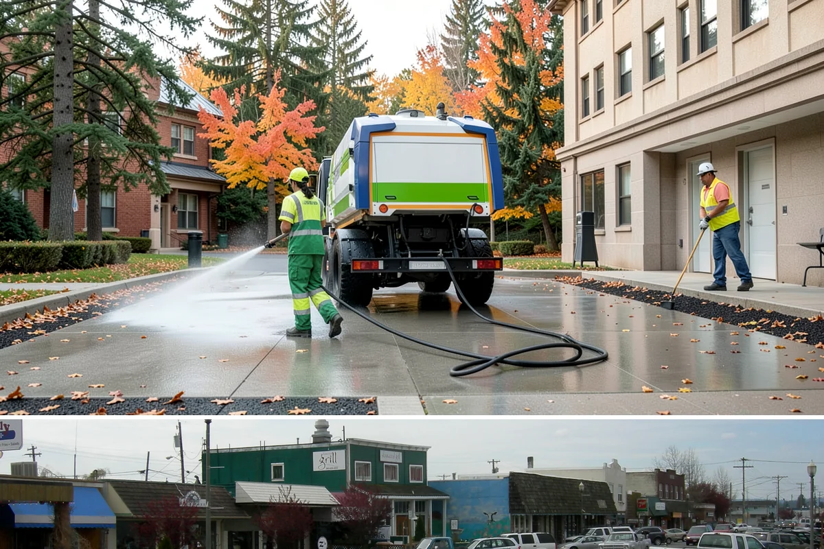 Construction Sweeping in Stanwood, Snohomish County, WA - Track-out is heaviest during the wet months when soil clings to tires and tracks onto pavement.