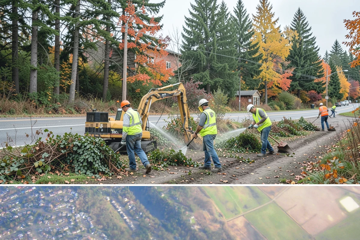 Contract Grounds Maintenance in Algona, King County, WA - Crews shift from mowing-heavy summer routines to leaf and storm cleanup as the seasons change.