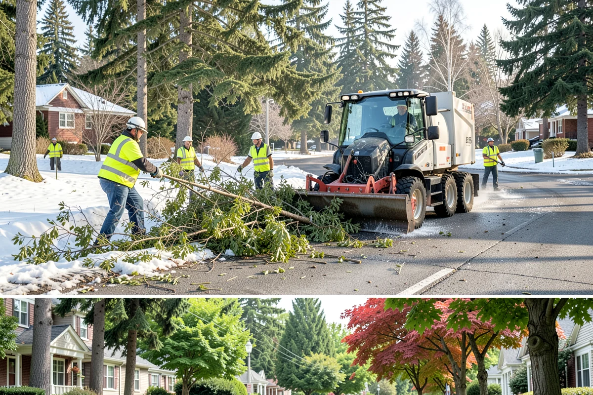 Contract Grounds Maintenance in Beaux Arts Village, King County, WA - Crews shift from mowing-heavy summer routines to leaf and storm cleanup as the seasons change.