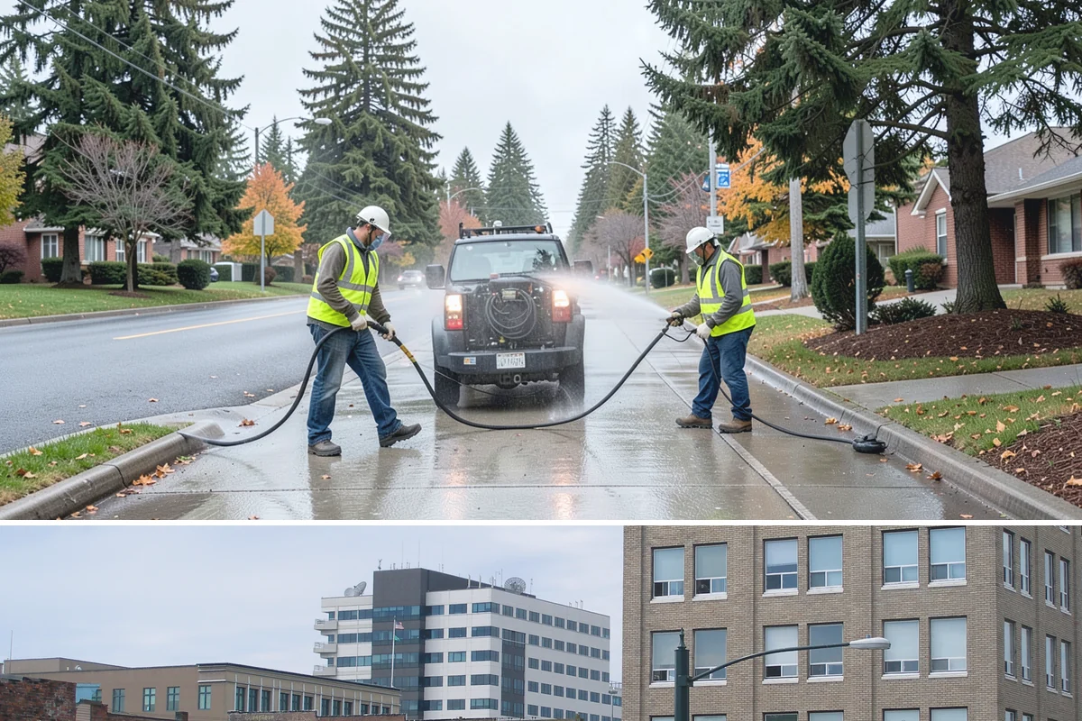 Contract Grounds Maintenance in Everett, Snohomish County, WA - Crews shift from mowing-heavy summer routines to leaf and storm cleanup as the seasons change.