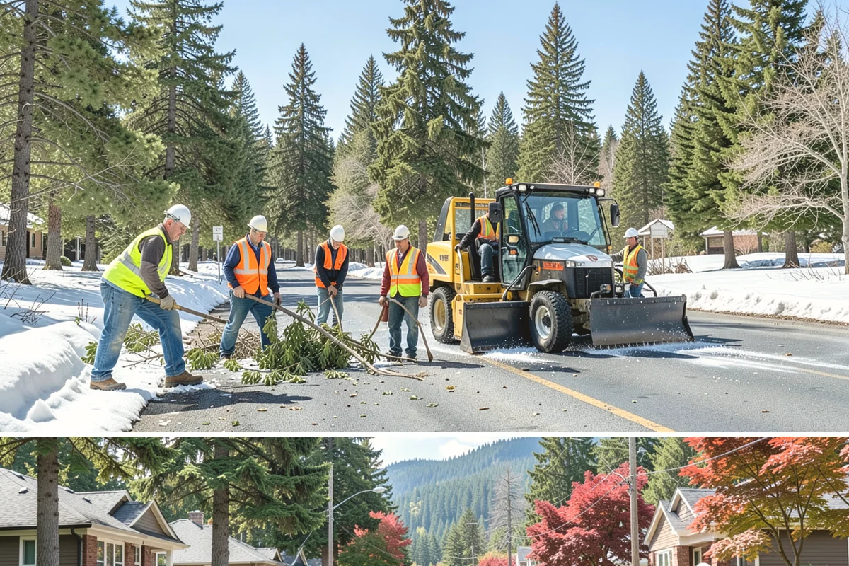 Contract Grounds Maintenance in Hunts Point, King County, WA - Crews shift from mowing-heavy summer routines to leaf and storm cleanup as the seasons change.