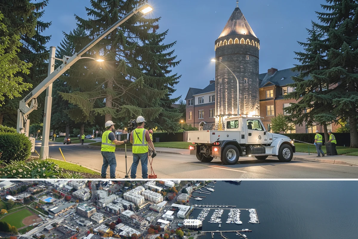 Contract Grounds Maintenance in Kirkland, King County, WA - Crews shift from mowing-heavy summer routines to leaf and storm cleanup as the seasons change.