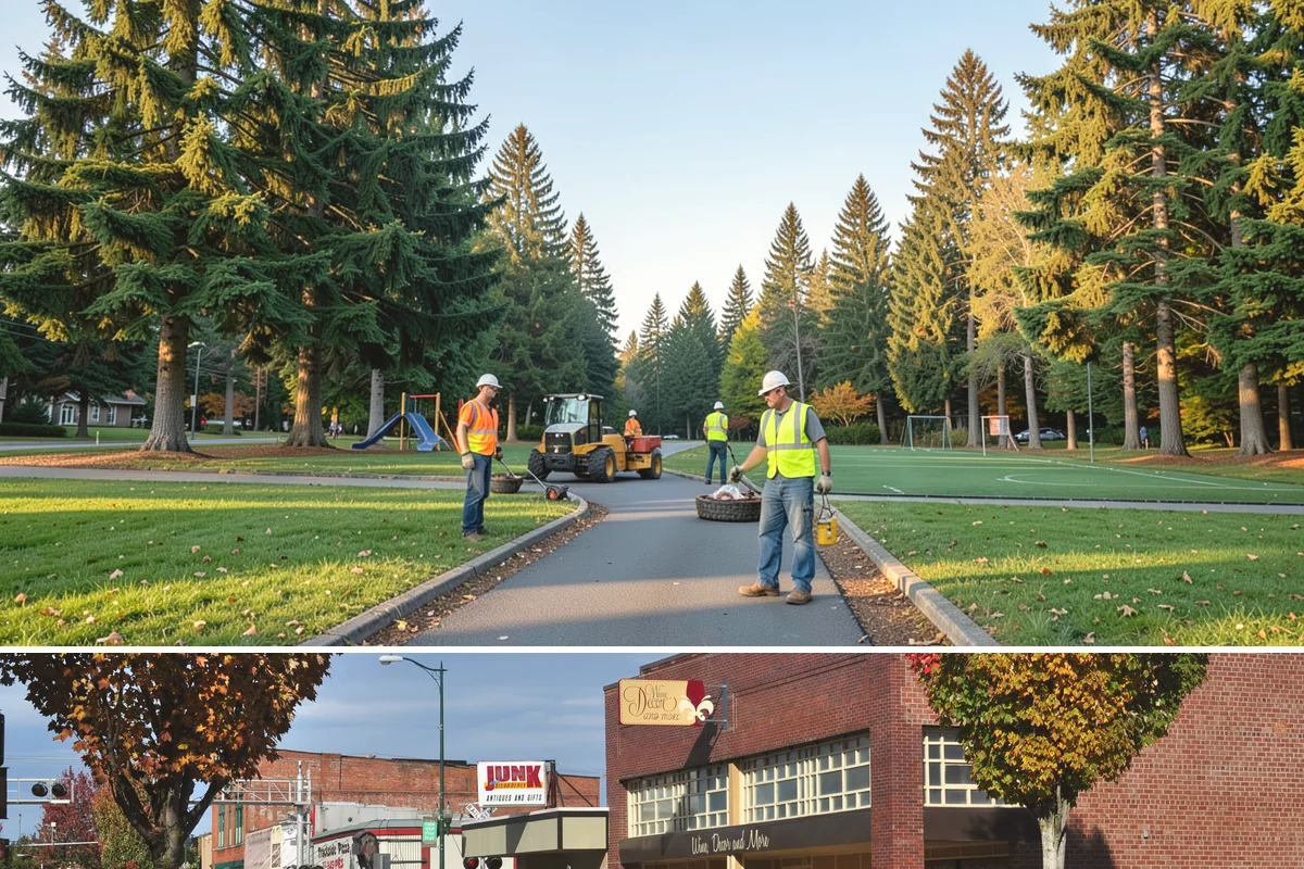 Contract Grounds Maintenance in Puyallup, Pierce County, WA - Crews shift from mowing-heavy summer routines to leaf and storm cleanup as the seasons change.