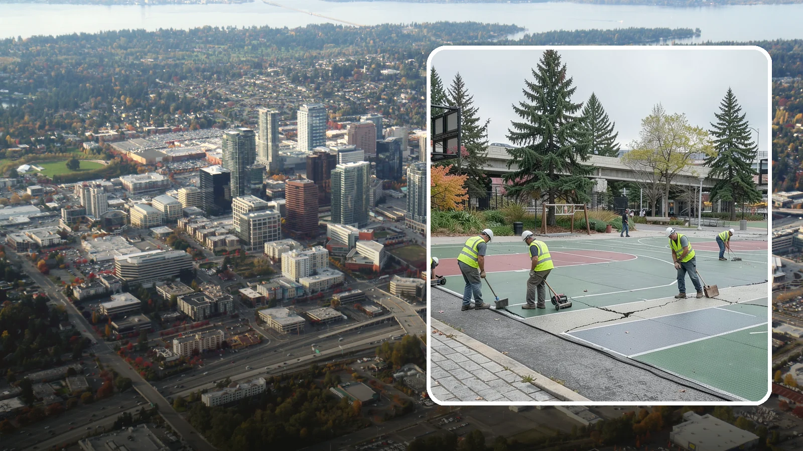 Court Crack Repair in Bellevue, King County, WA - Structural and surface crack repair that stabilizes municipal sport courts before they require full reconstruction.
