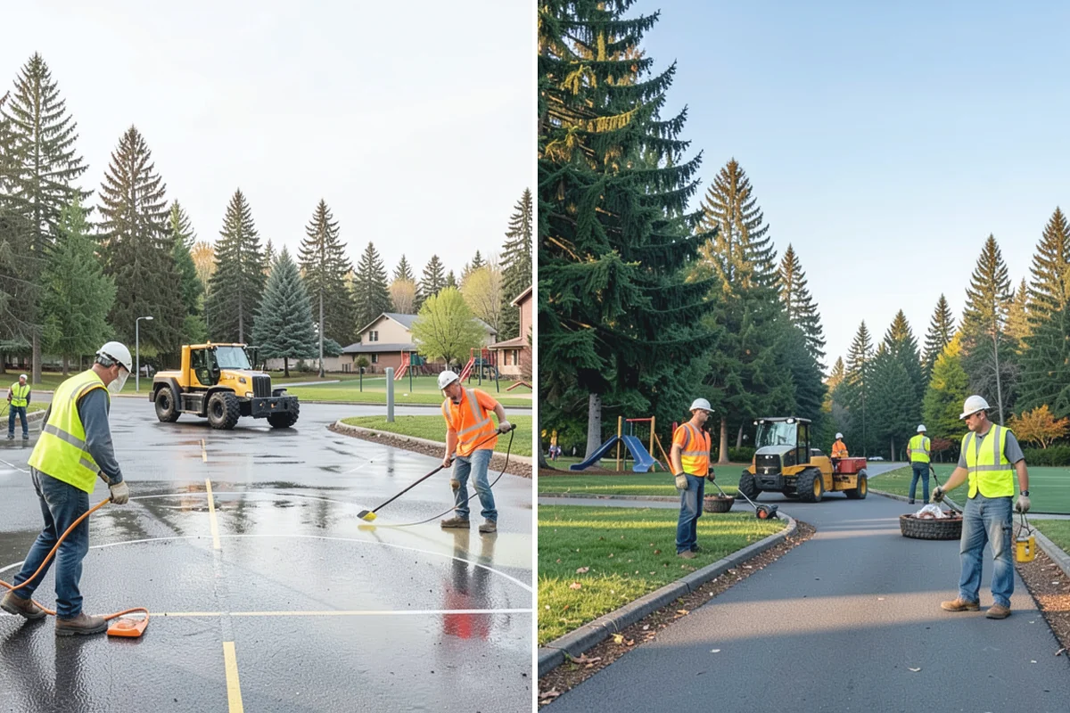 Court Crack Repair in Bonney Lake, Pierce County, WA - Map and classify each crack by width and cause