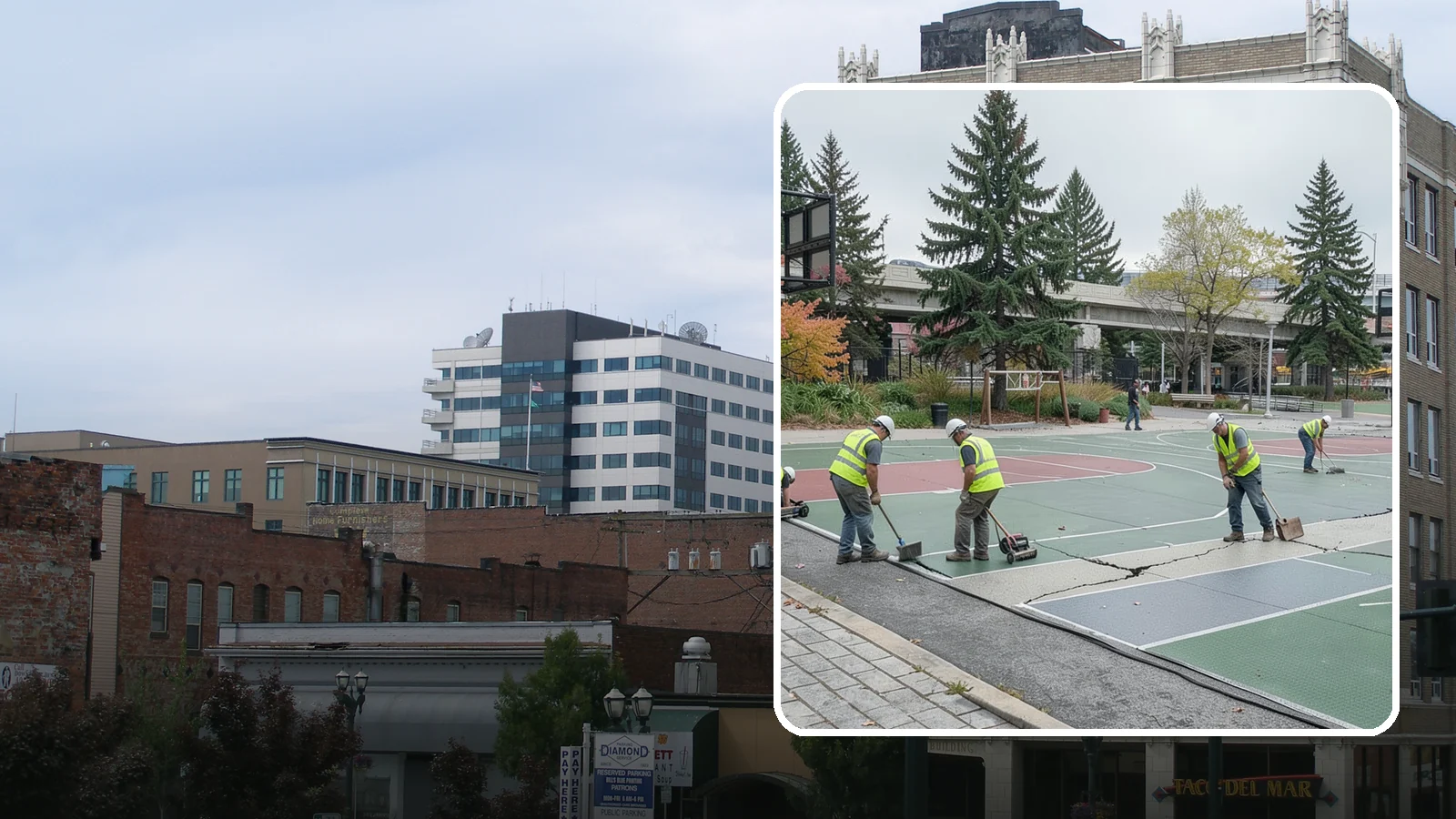Court Crack Repair in Everett, Snohomish County, WA - Structural and surface crack repair that stabilizes municipal sport courts before they require full reconstruction.