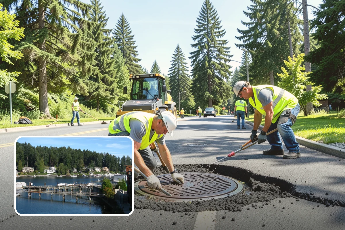 Court Crack Repair in Gig Harbor, Pierce County, WA - Prevents trip hazards that expose the agency to liability