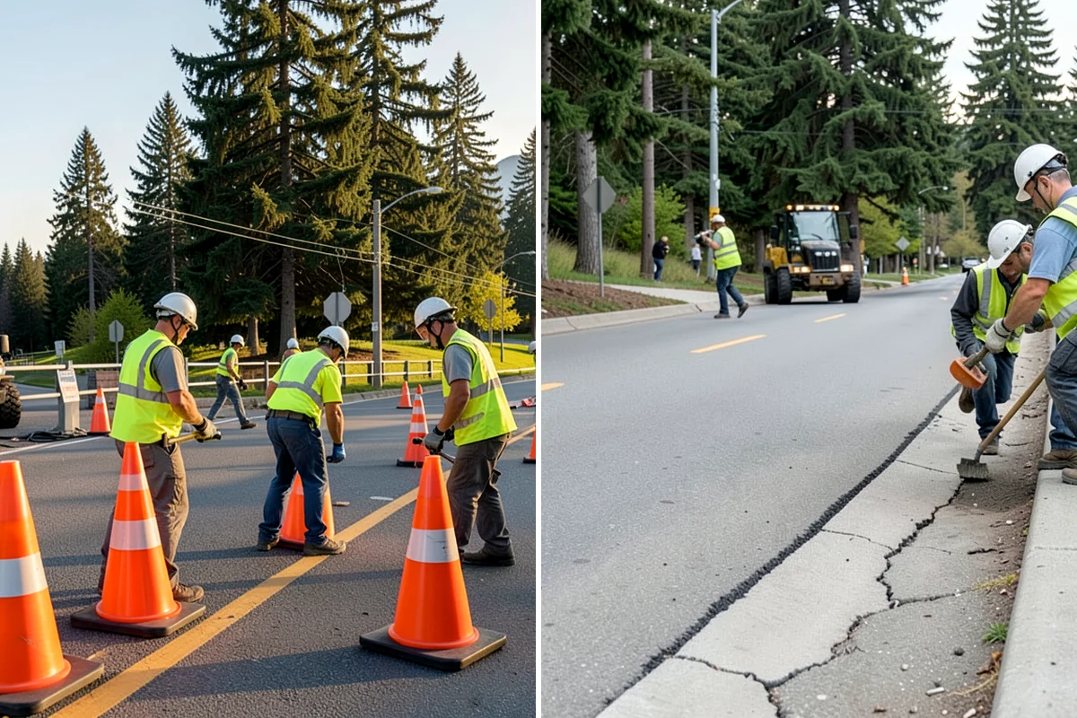 Court Crack Repair in Gig Harbor, Pierce County, WA - Map and classify each crack by width and cause