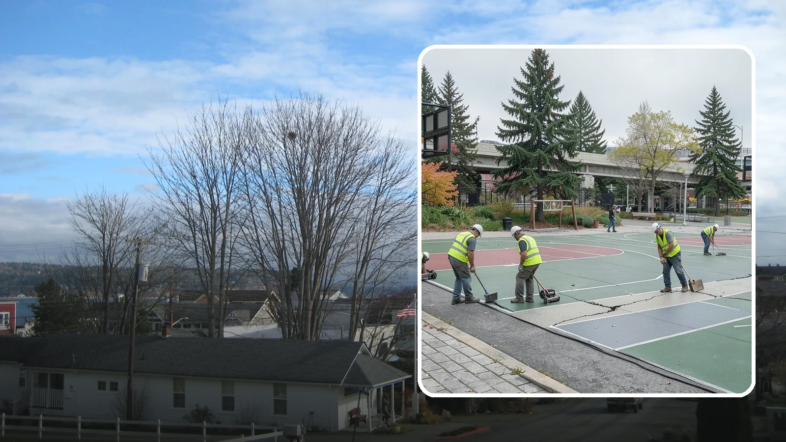 Court Crack Repair in Langley, Island County, WA - Structural and surface crack repair that stabilizes municipal sport courts before they require full reconstruction.