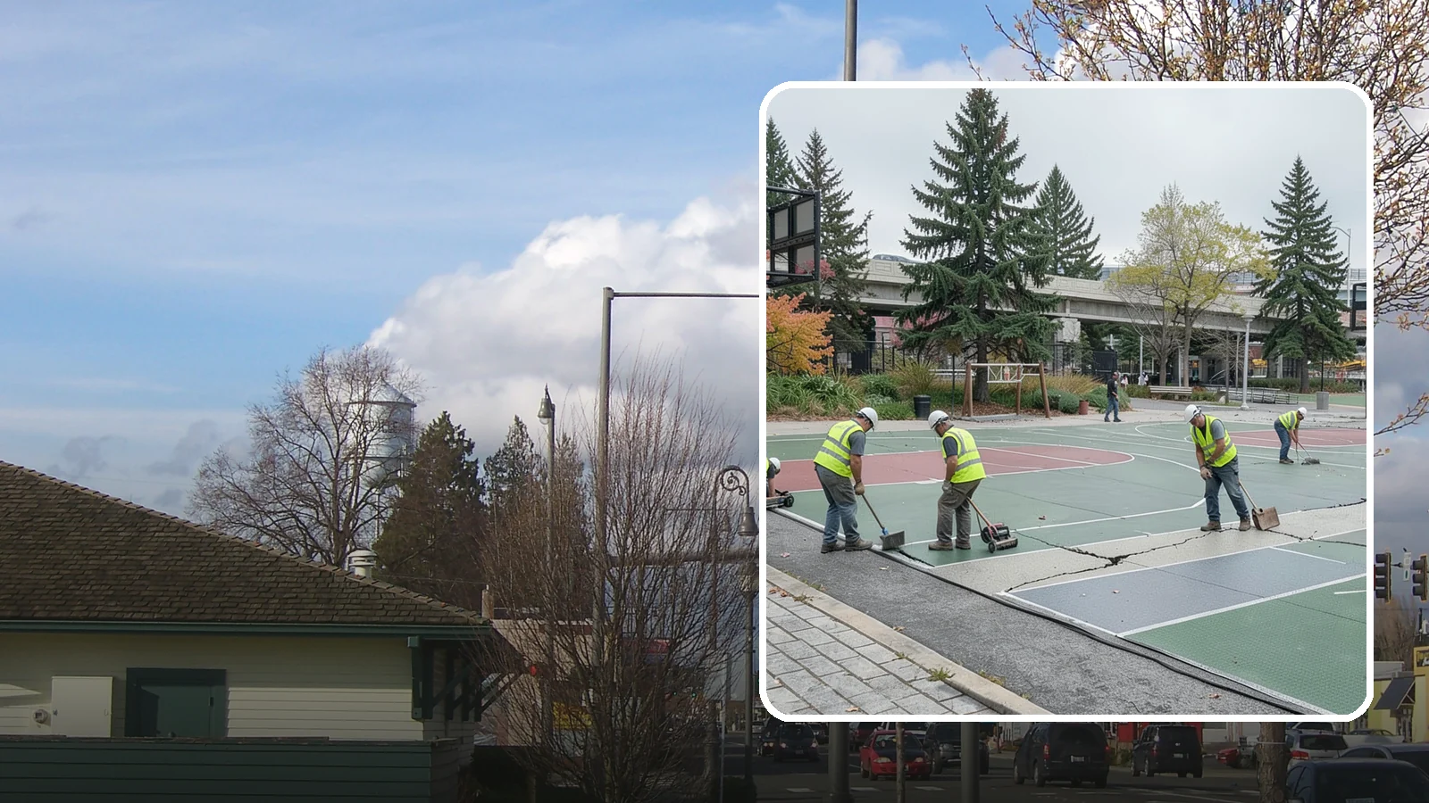 Court Crack Repair in Marysville, Snohomish County, WA - Structural and surface crack repair that stabilizes municipal sport courts before they require full reconstruction.