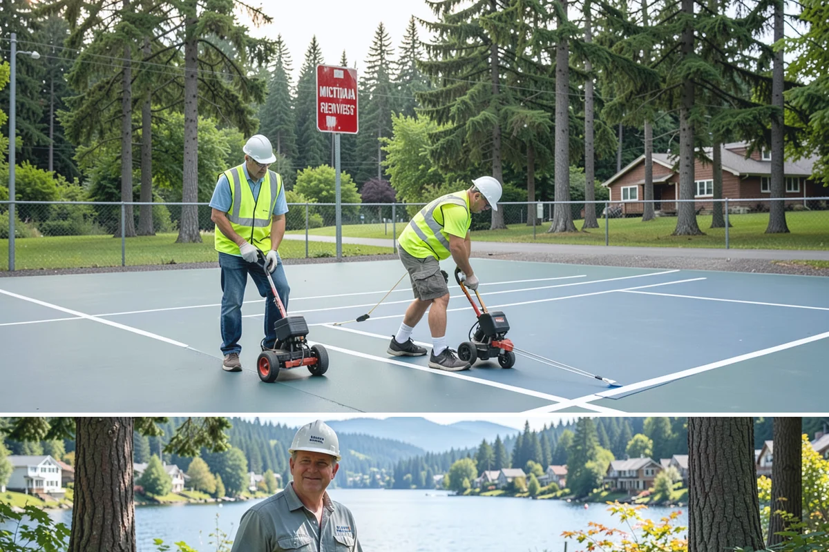 Court Crack Repair in Milton, King County, WA - Repairs perform best in dry summer weather when the slab is fully dry and daytime temperatures support proper curing.