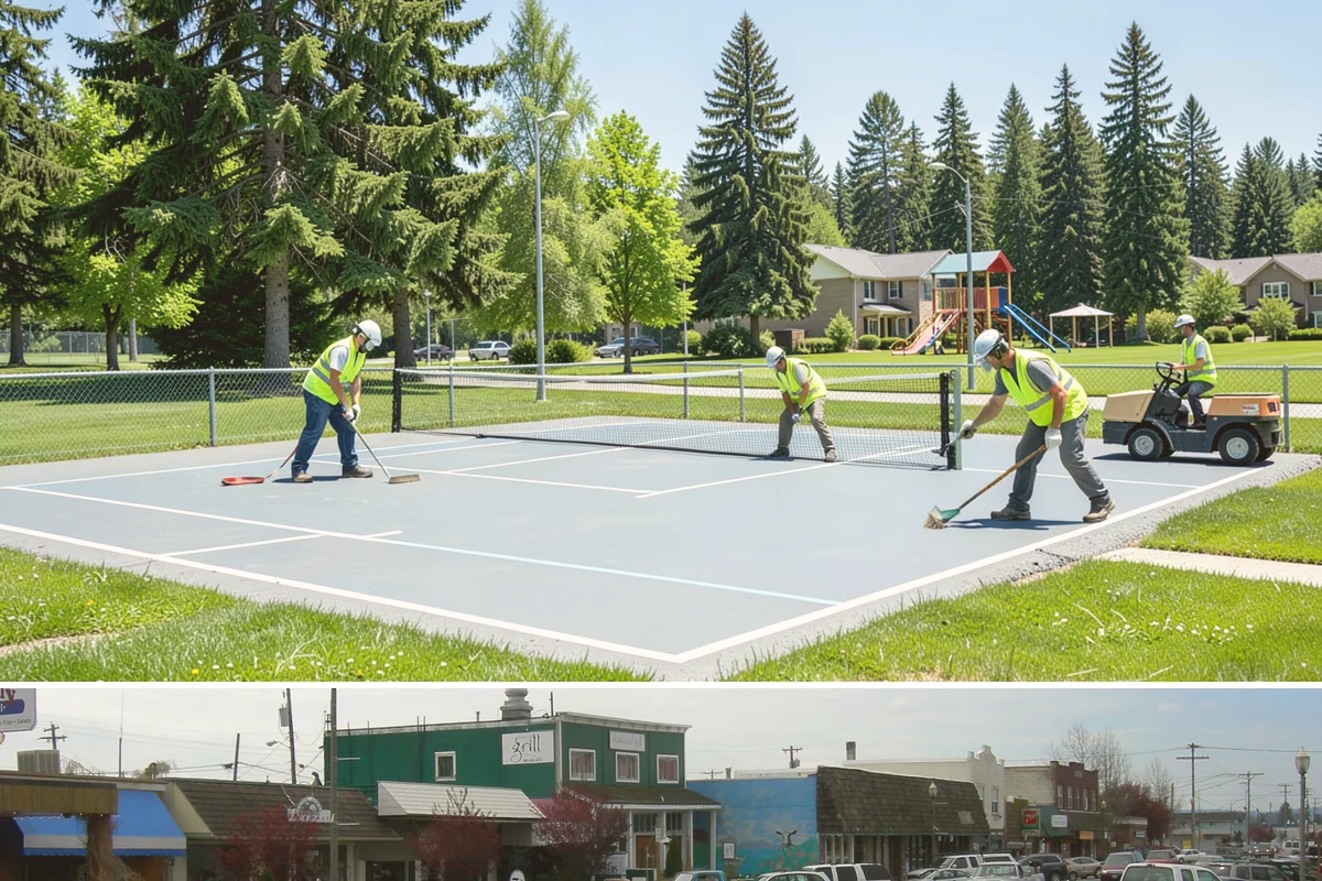 Court Crack Repair in Stanwood, Snohomish County, WA - Repairs perform best in dry summer weather when the slab is fully dry and daytime temperatures support proper curing.