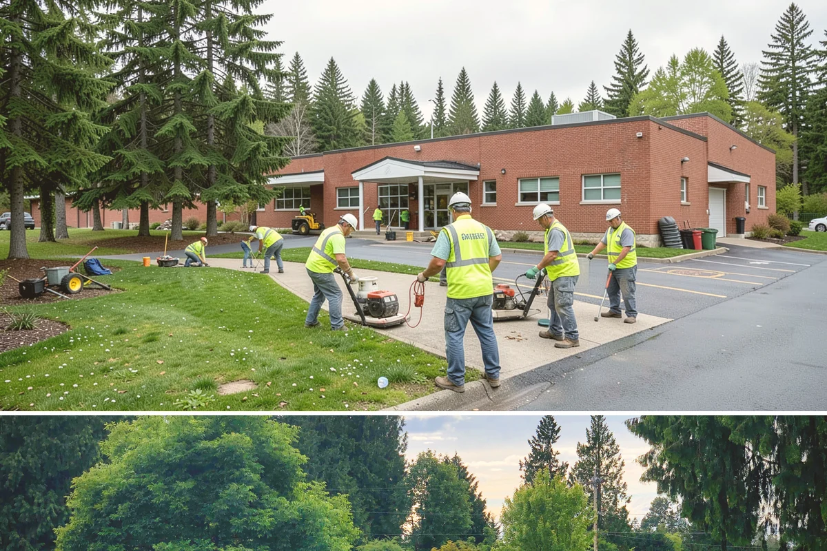 Court Fence Repair in Bonney Lake, Pierce County, WA - Fence repairs proceed in any season, with dry weather easing post-setting and concrete cure.