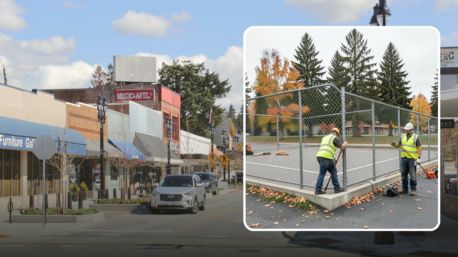 Court Fence Repair in Bothell, King County, WA - Chain-link and windscreen repair that restores enclosure and safety on public sport court perimeters.