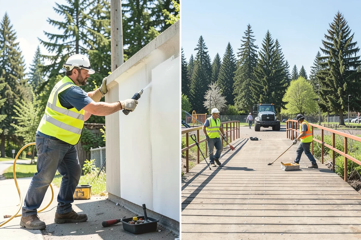 Court Fence Repair in Carbonado, Pierce County, WA - Inspect fabric, posts, gates, and windscreen