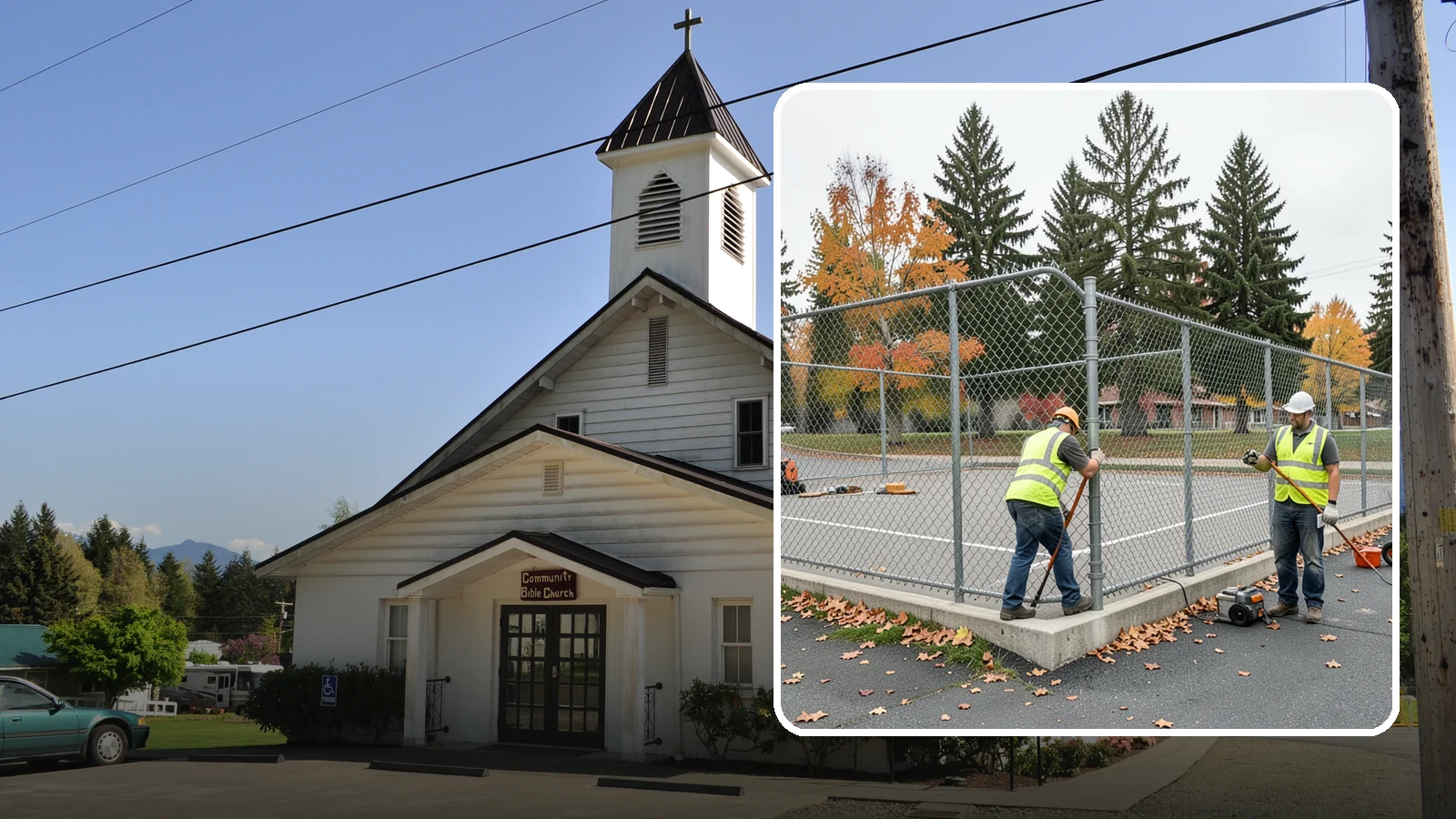 Court Fence Repair in Concrete, Skagit County, WA - Chain-link and windscreen repair that restores enclosure and safety on public sport court perimeters.
