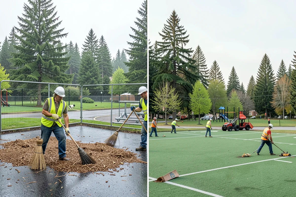 Court Fence Repair in Concrete, Skagit County, WA - Inspect fabric, posts, gates, and windscreen