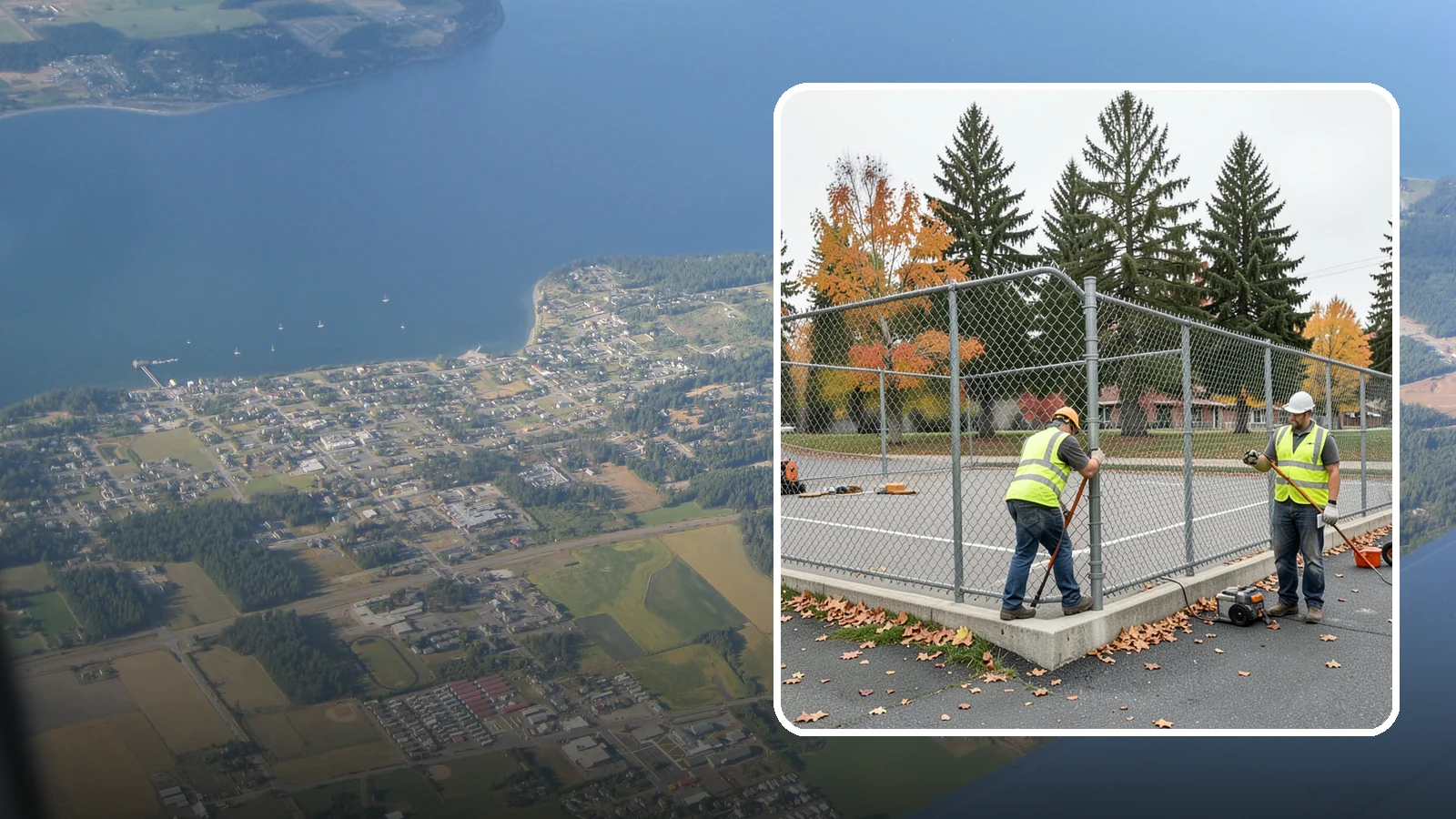 Court Fence Repair in Coupeville, Island County, WA - Chain-link and windscreen repair that restores enclosure and safety on public sport court perimeters.
